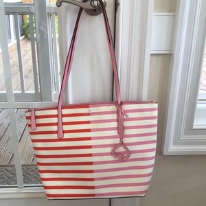 Kate Spade tote. Pink and red stripes. In great condition.